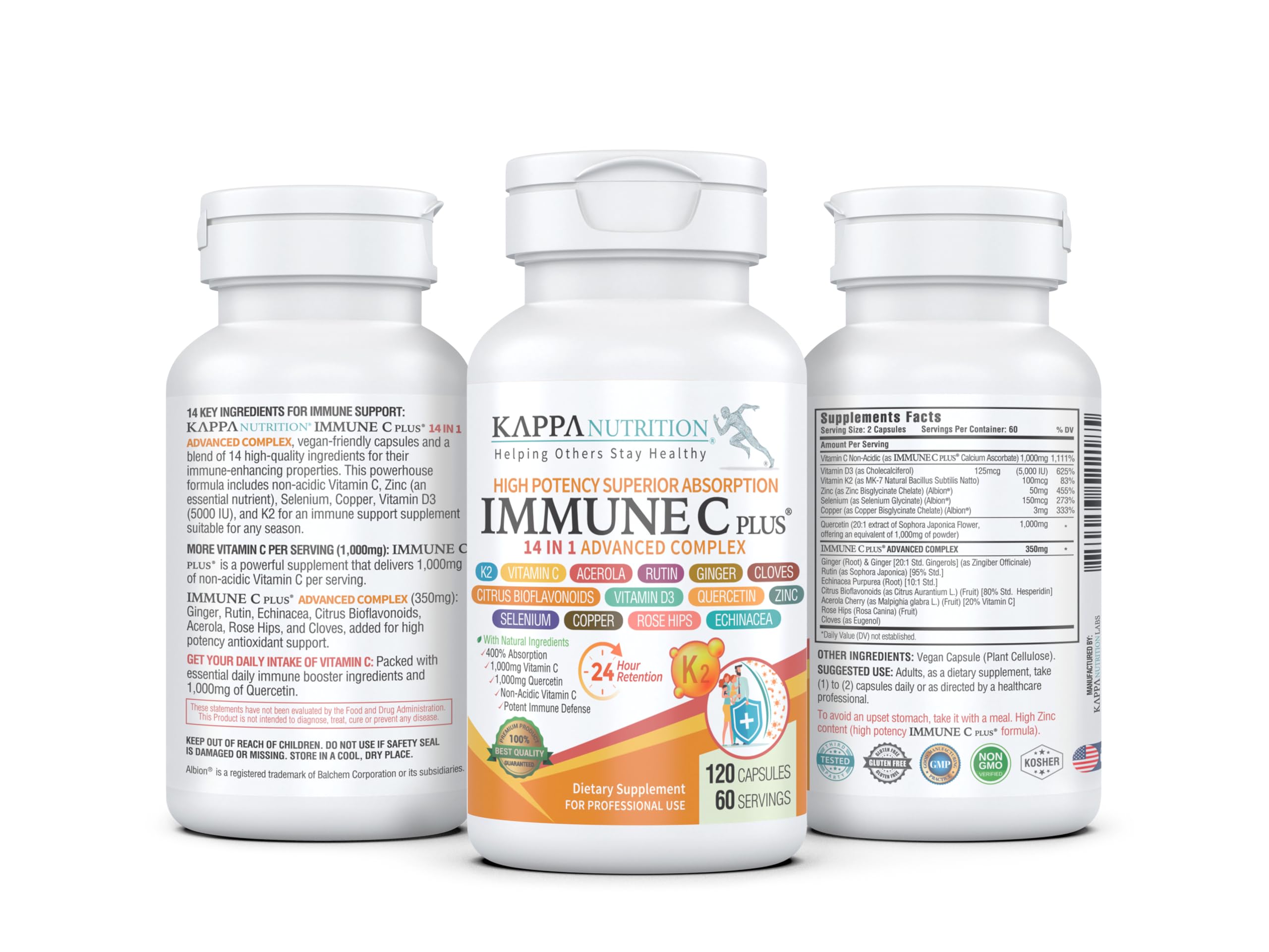 KAPPA NUTRITION daily wellness C 14 in 1 Advanced Complex Capsules side view