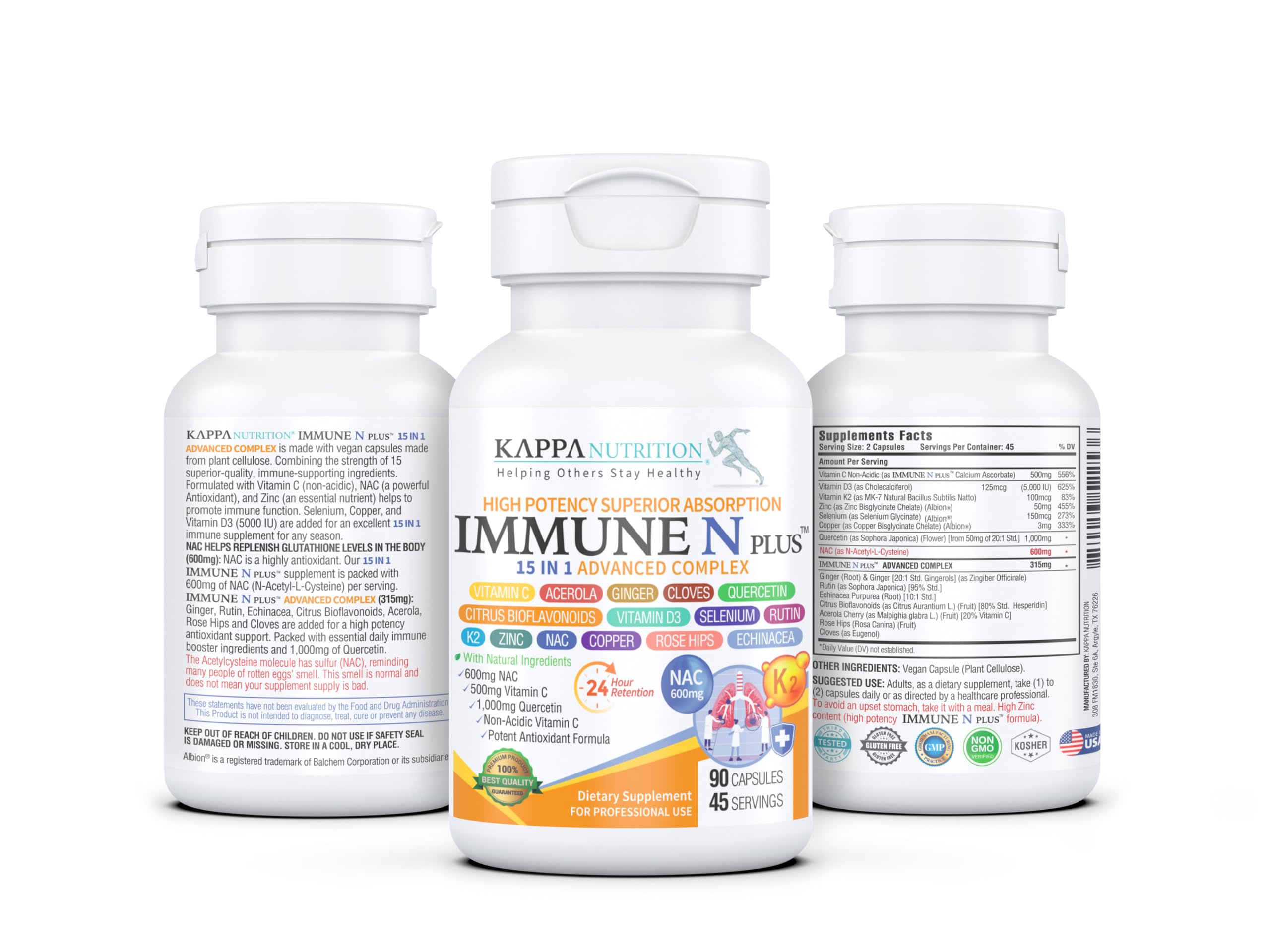 KAPPA NUTRITION daily wellness N Plus 15 in 1 Advanced Complex capsules side view