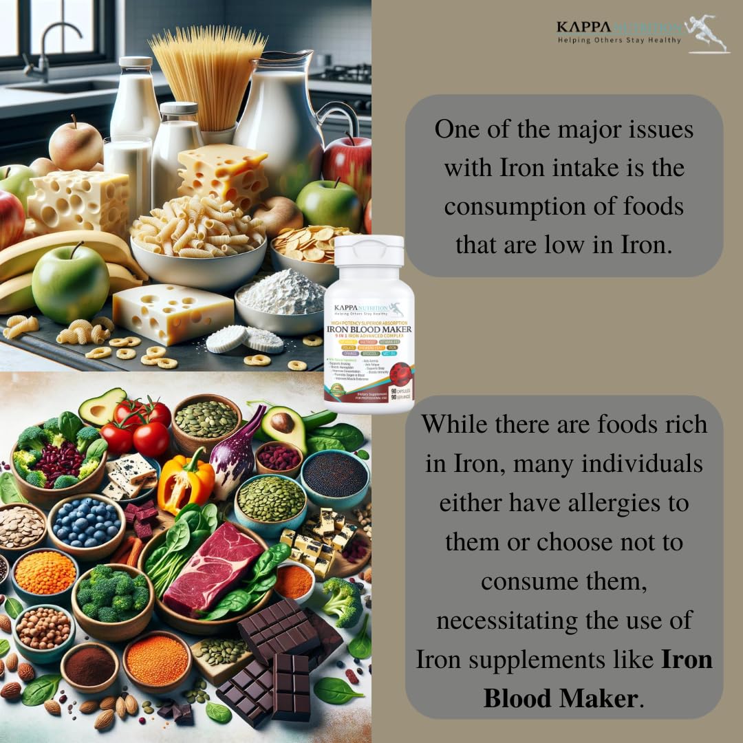 KAPPA NUTRITION Iron Blood Maker 9 in 1 Advanced Complex Capsules with measuring spoon