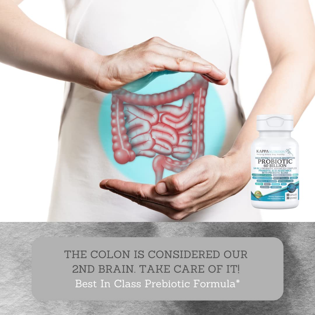 KAPPA NUTRITION Probiotic 60 Billion CFU opened bottle with capsules