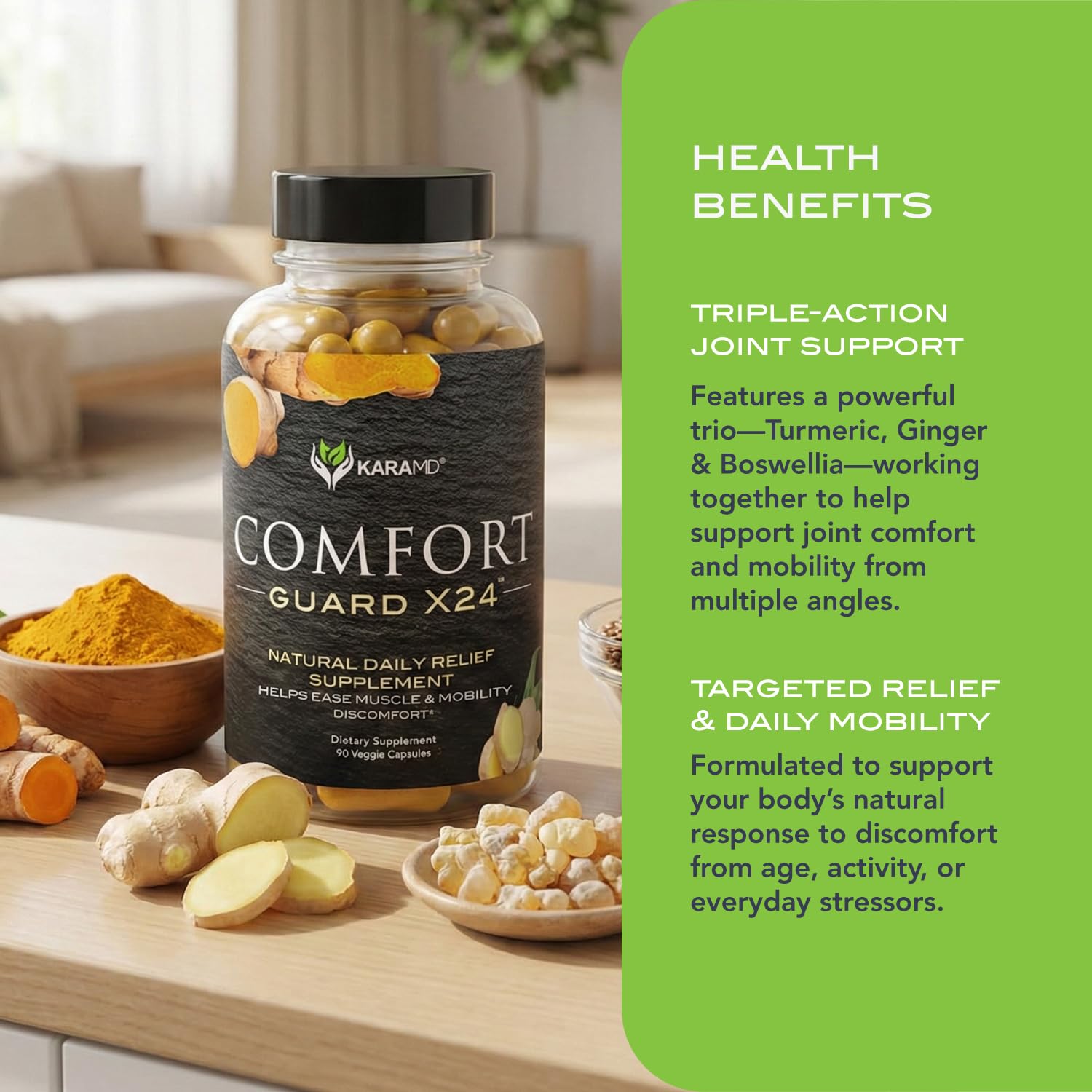 KaraMD Comfort Guard X24 Turmeric supplement ingredients list