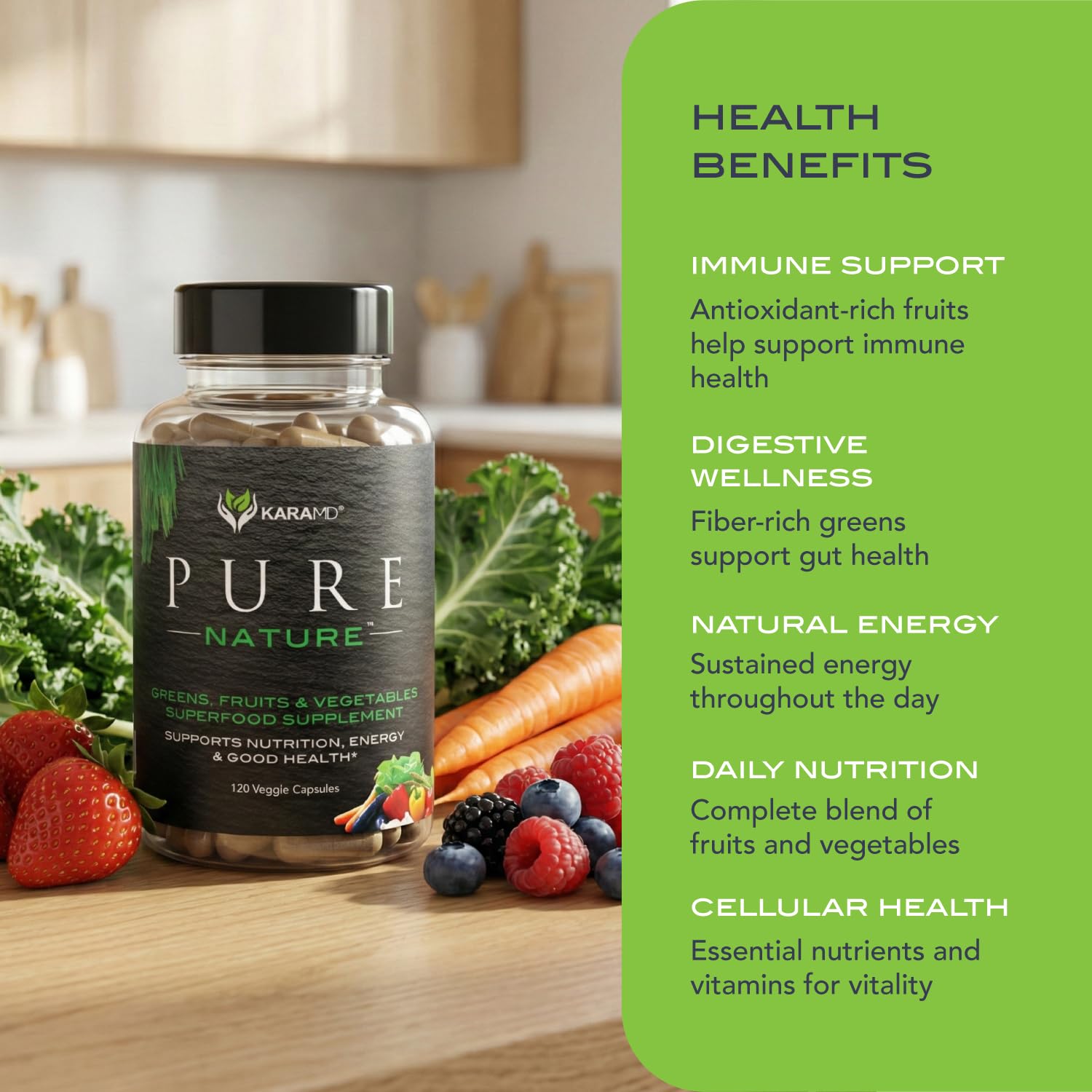 KaraMD Pure Nature supplement capsule close-up