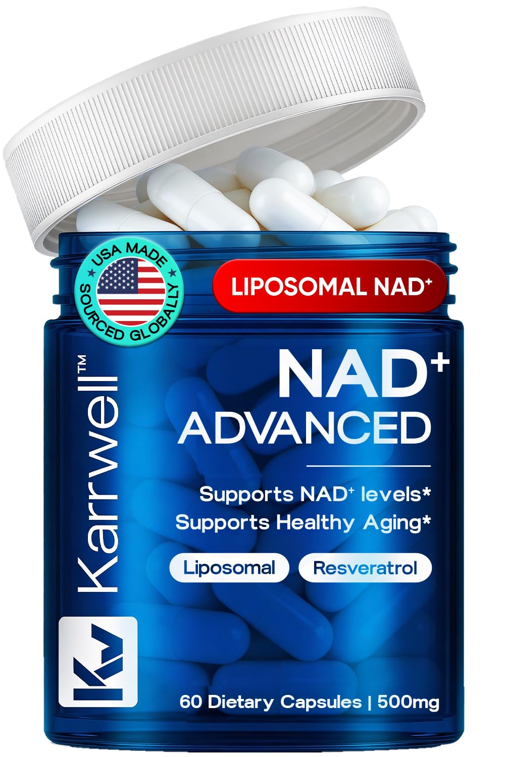 Karrwell Liposomal NAD+ Supplement 500mg front view
