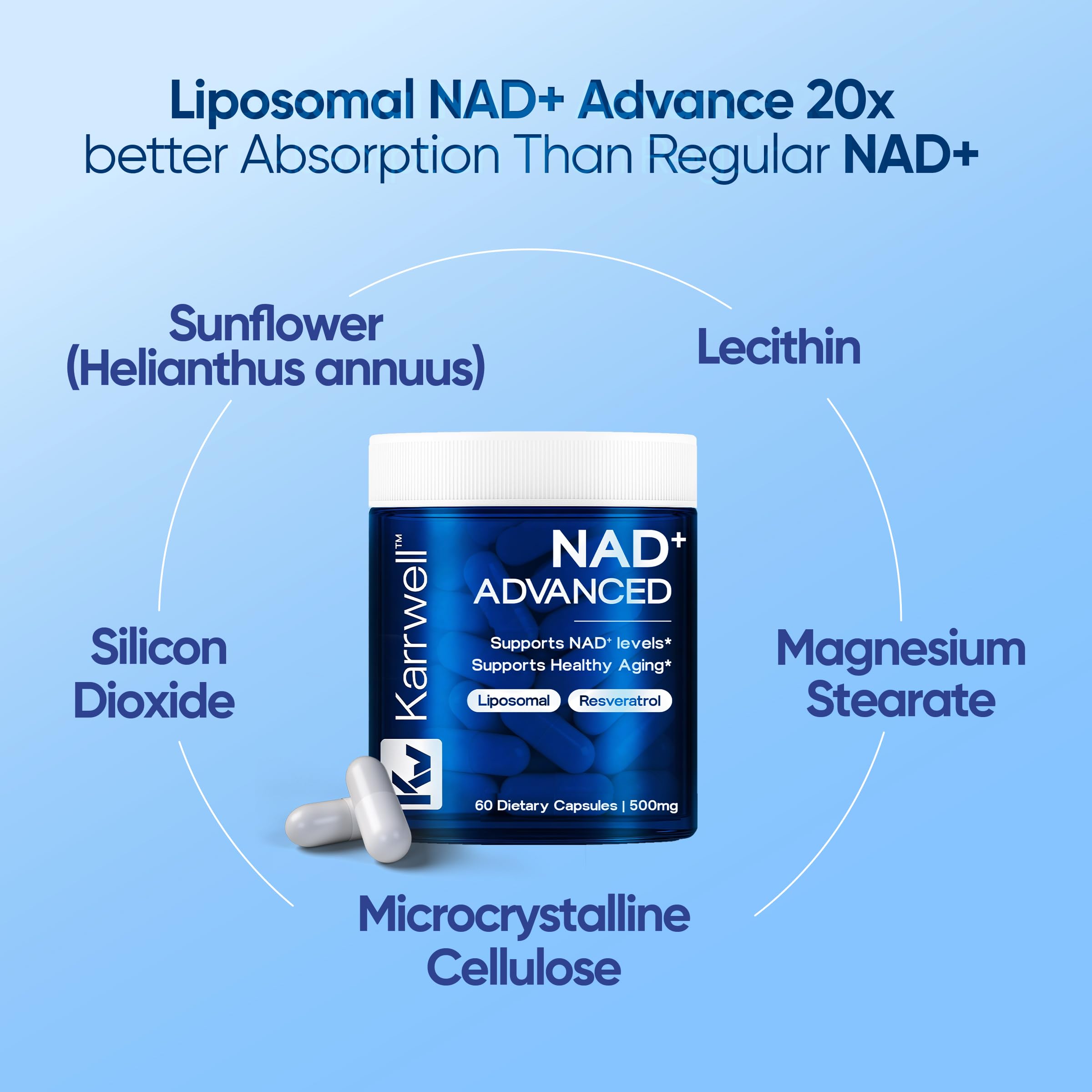 Karrwell Liposomal NAD+ Supplement packaging details