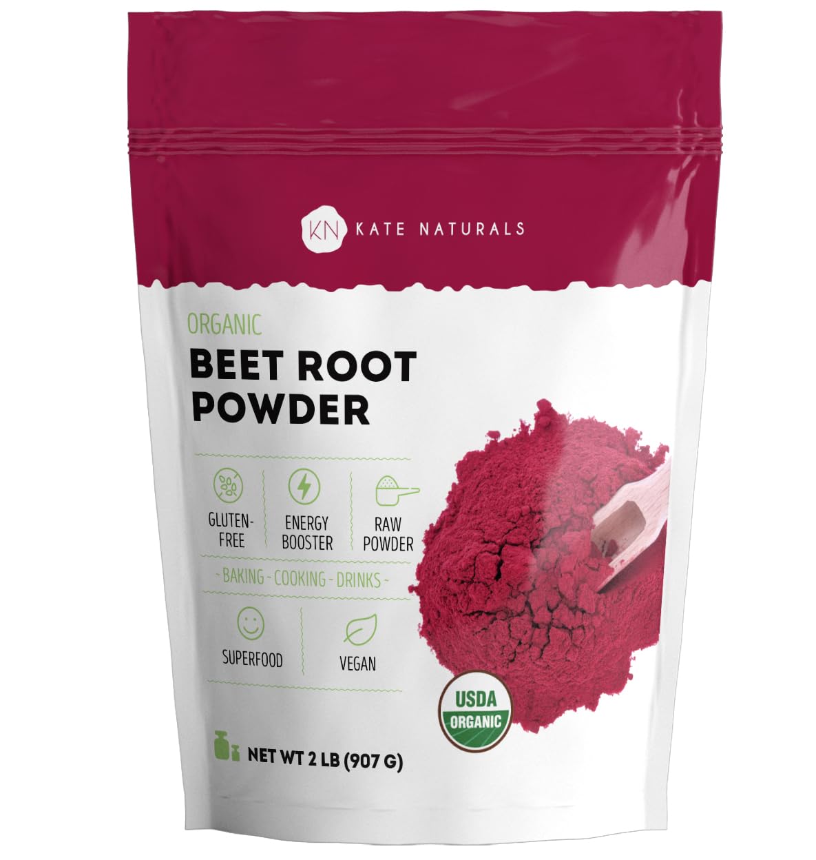 Kate Naturals Organic Beet Root Powder 907g front view