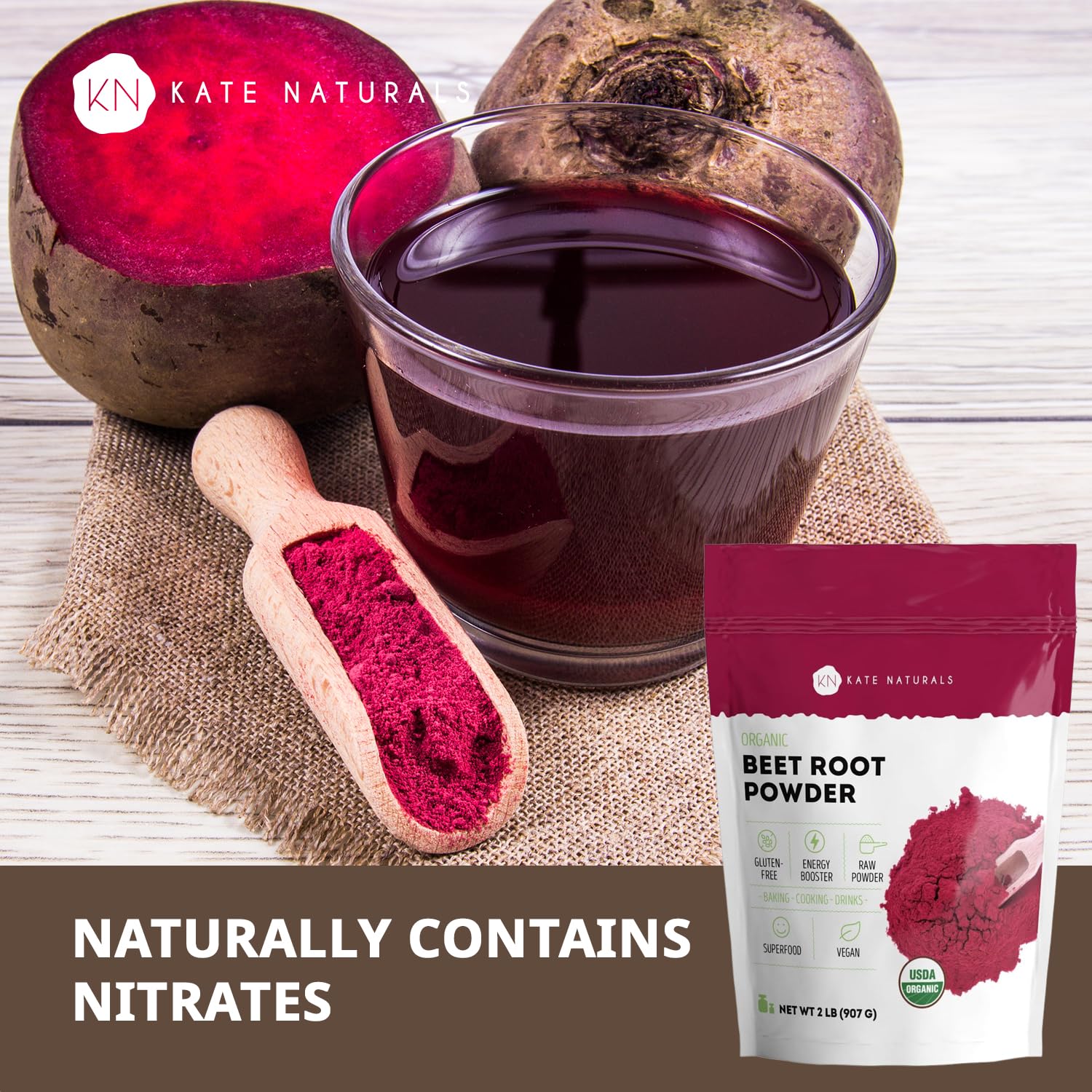 Kate Naturals Organic Beet Root Powder 907g packaging