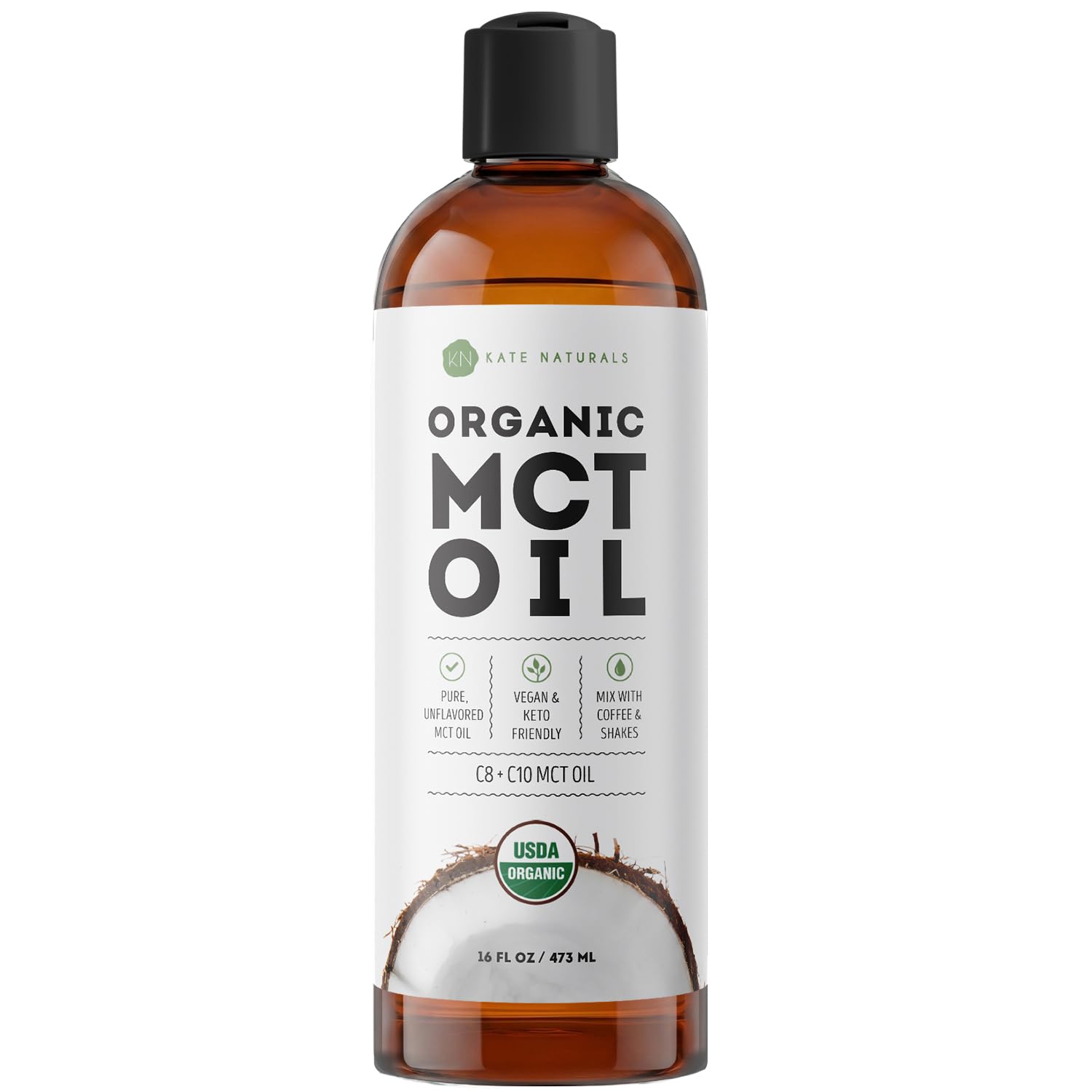 Kate Naturals Organic MCT Oil 472g front view