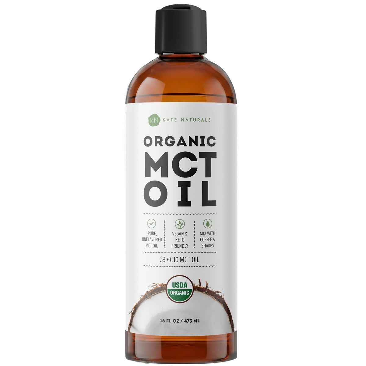 Kate Naturals Organic MCT Oil 472g front view
