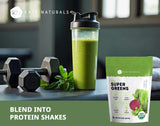 Kate Naturals Organic Super Greens Blend 9g powder close-up of ingredients