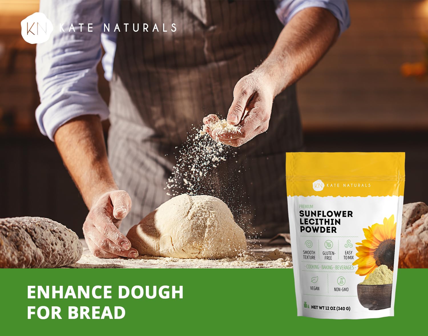 Kate Naturals Sunflower Lecithin Powder in a baking setup