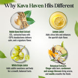 Kava Haven Non-Alcoholic Spirit 750mL bottle with glass