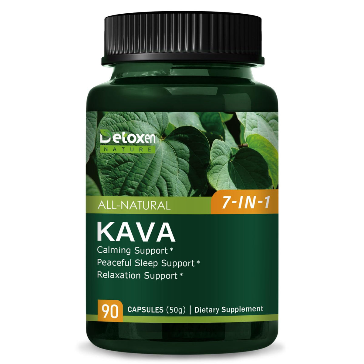Kava Herbal Supplement Capsules front view