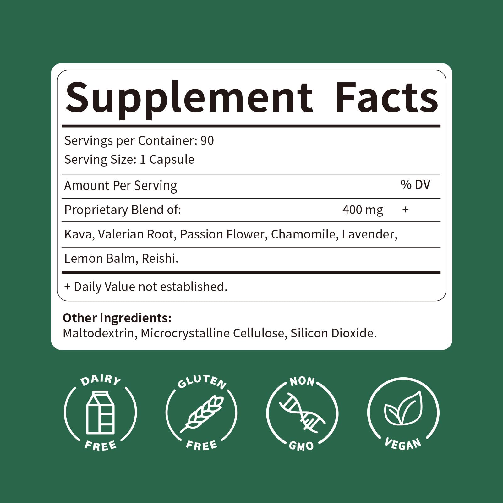 Kava Herbal Supplement Capsules ingredients list