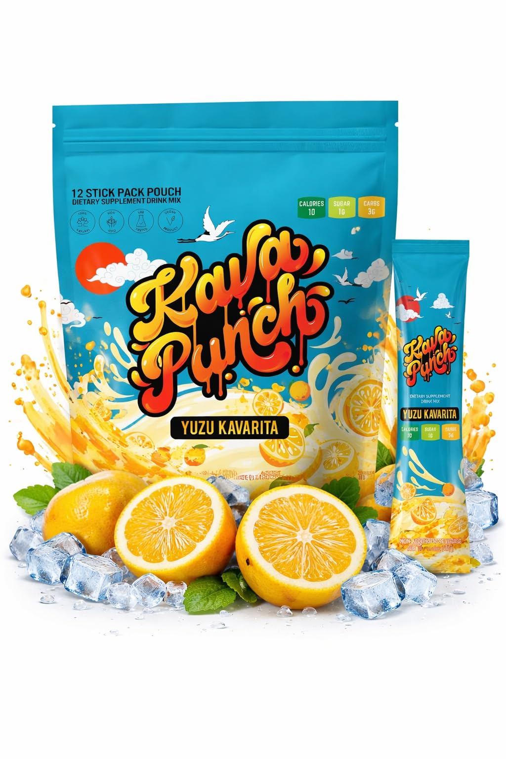 KAVA PUNCH Kava Kava Powder yuzu flavour front view