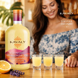 Kavaly Kava Kava Non-Alcoholic Spirit bottle on a bar cart