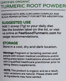 Kaxilu Turmeric Supplement back view with nutritional information
