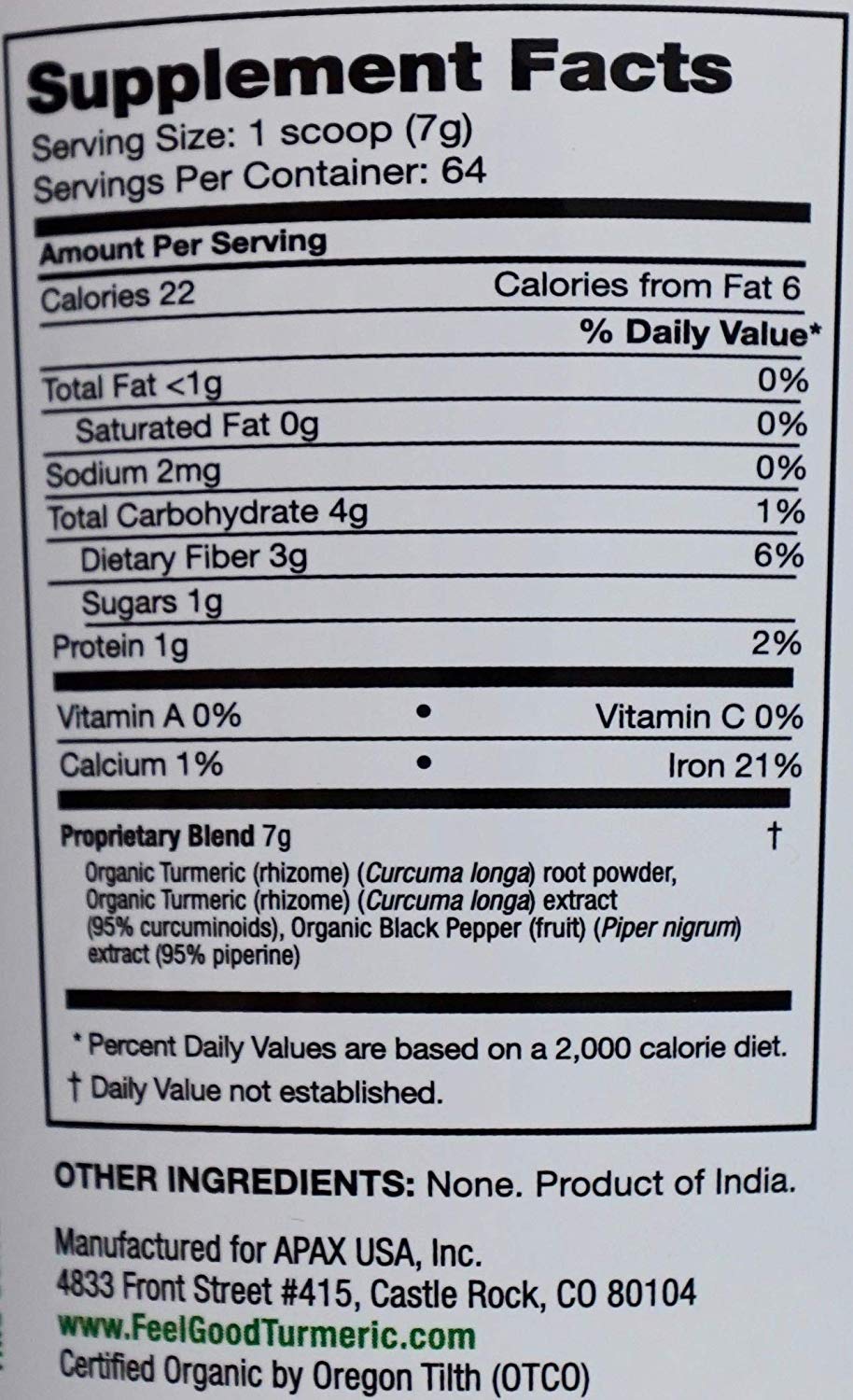 Kaxilu Turmeric Supplement scoop showing powder
