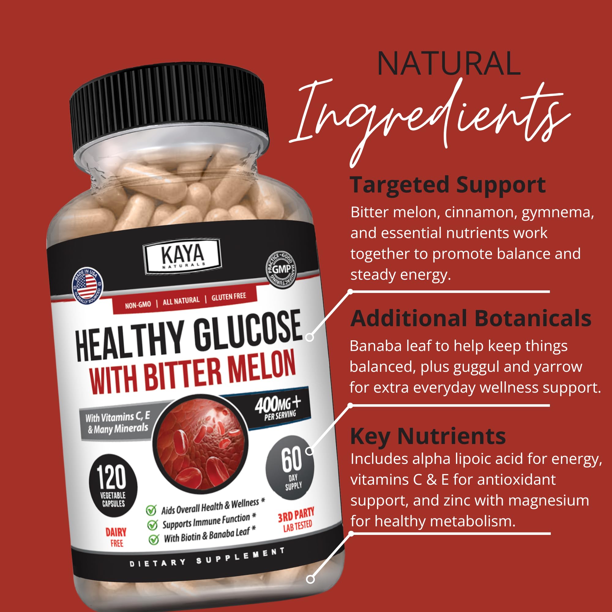 Kaya Naturals Blended Vitamin & Mineral Supplement with measuring spoon