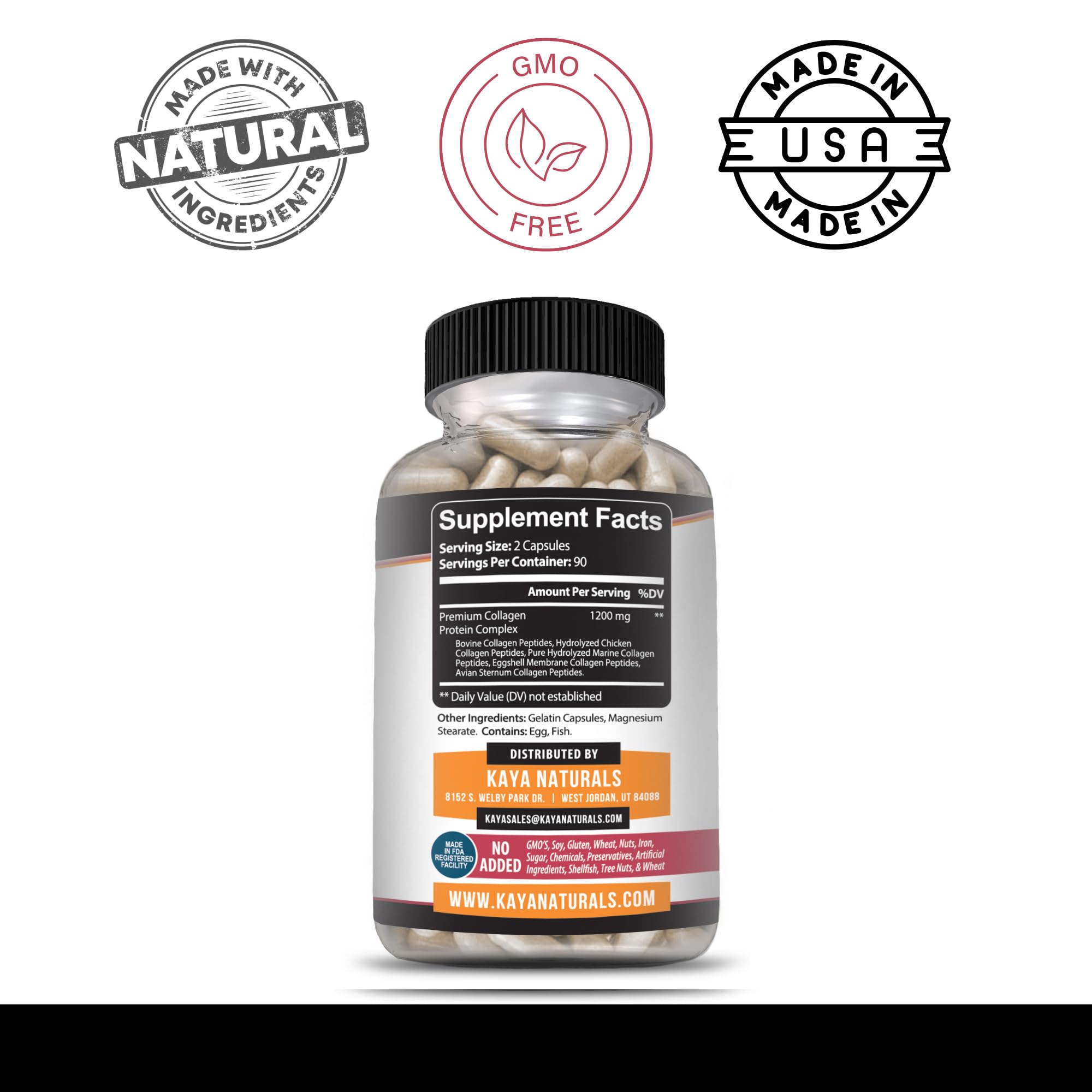Kaya Naturals Collagen Capsules showing capsule form