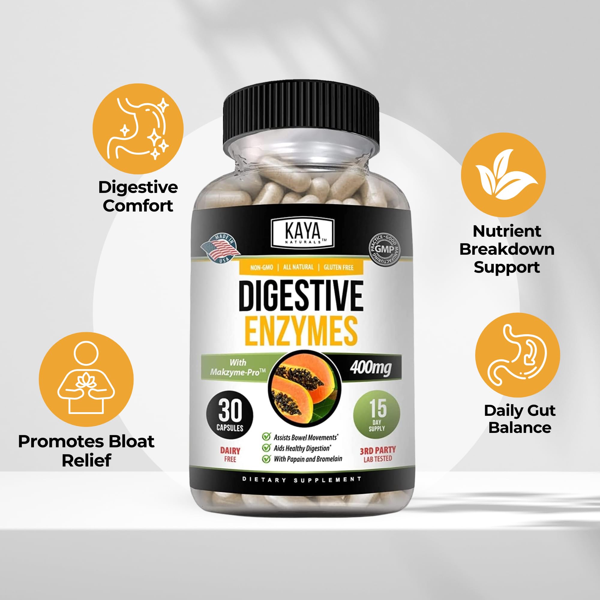 Kaya Naturals daily Enzymes 41g capsule close-up