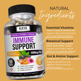 Kaya Naturals Elderberry daily wellness Support Capsules on a wooden table