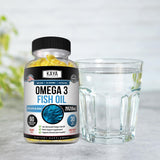Kaya Naturals Fish Oil Supplement 118g on a kitchen counter