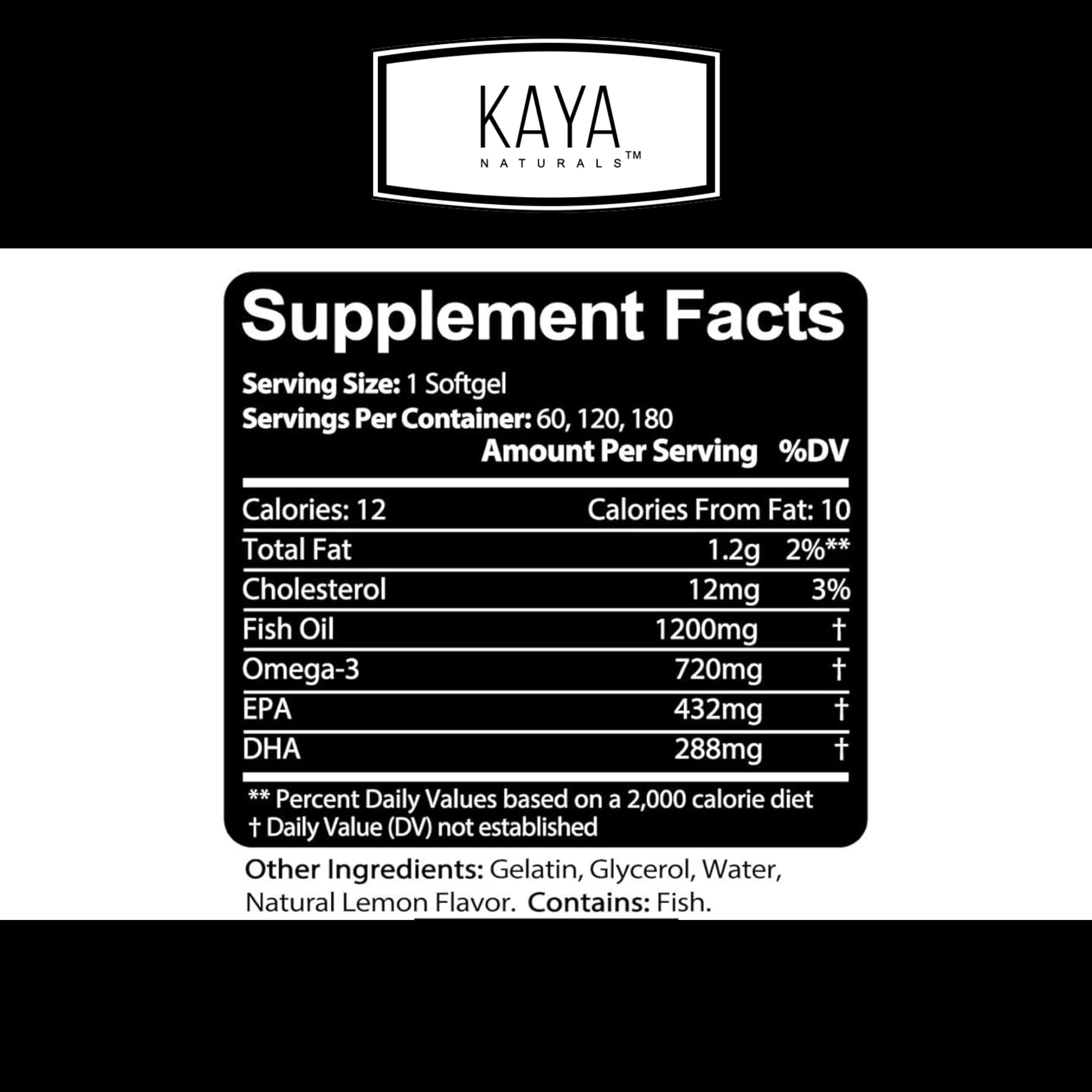 Kaya Naturals Fish Oil Supplement 118g packaging