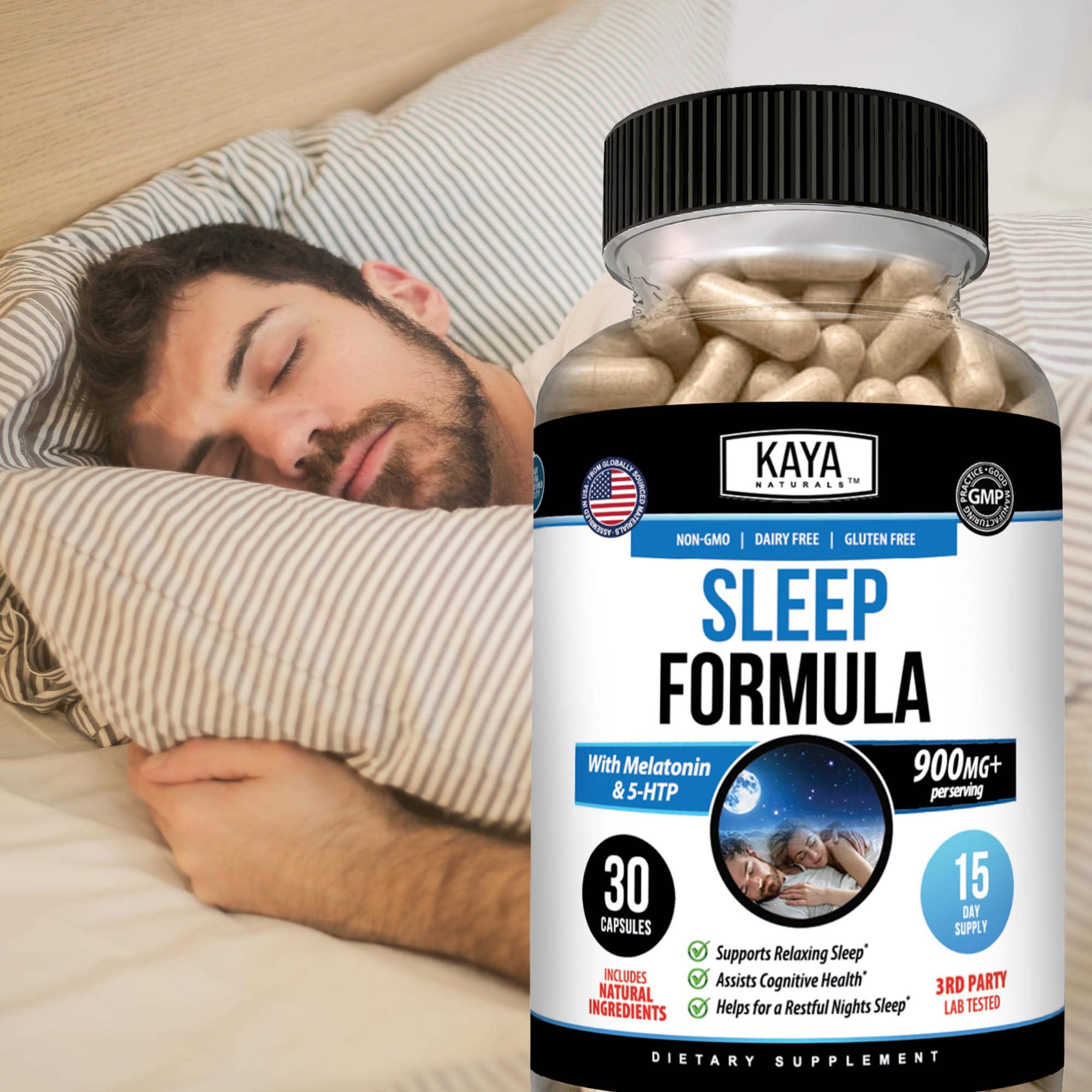 Kaya Naturals Formula 30 Count with a glass of water