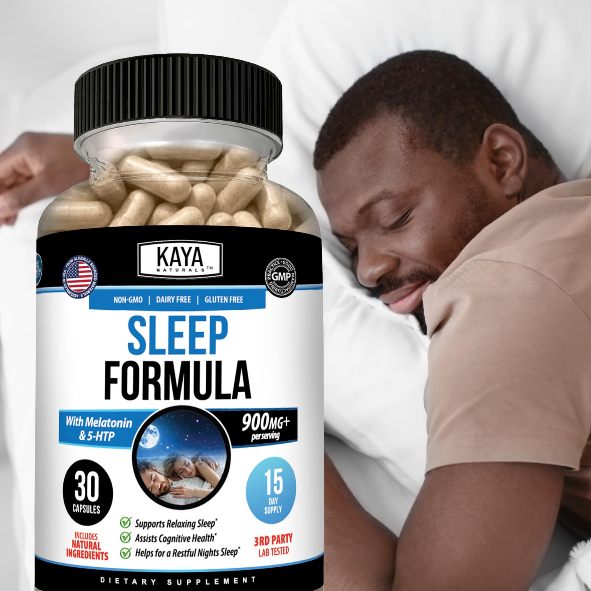 Kaya Naturals Formula 30 Count with a nightstand background