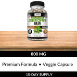 Kaya Naturals Green Coffee Bean Extract capsules displayed with green coffee beans