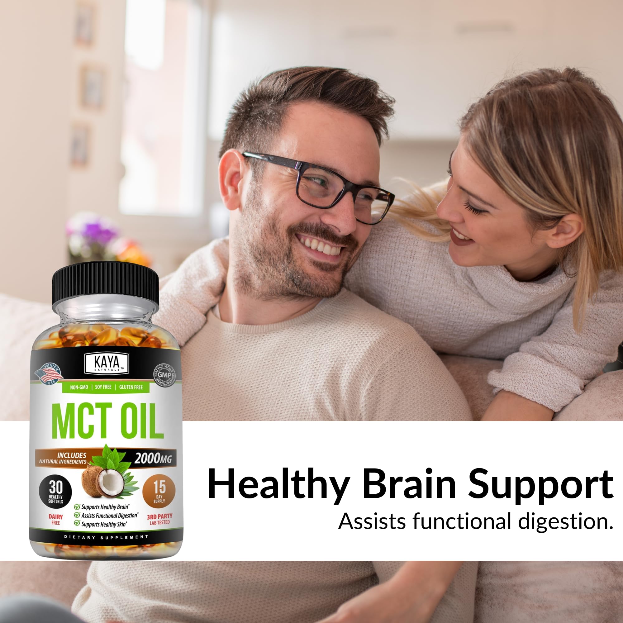 Kaya Naturals MCT Oil Softgels 2000mg side view