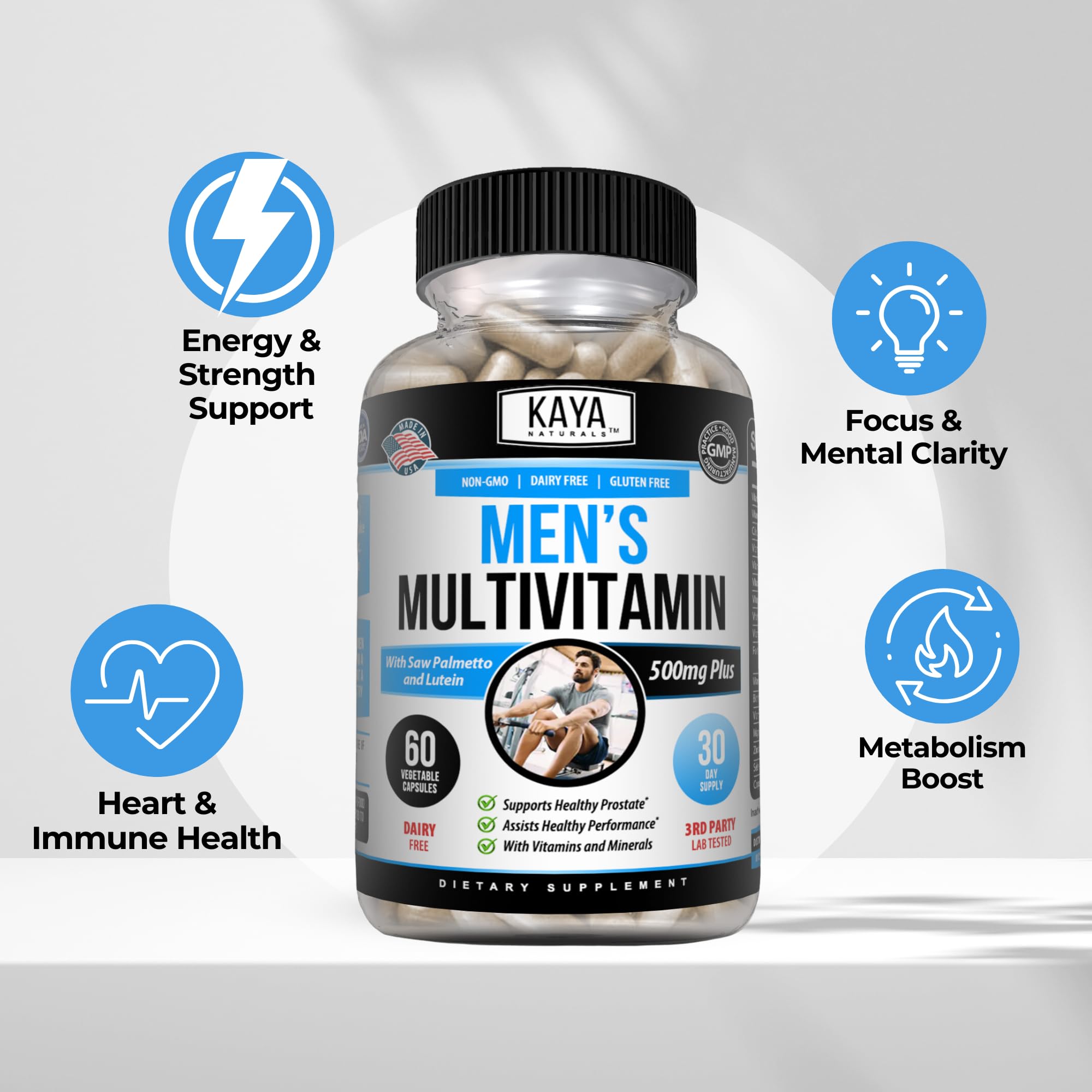 Kaya Naturals Men's Multivitamin capsules in a hand
