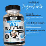 Kaya Naturals Men's Multivitamin with a glass of water