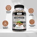 Kaya Naturals Mushroom Complex 10 Strains supplement with capsules