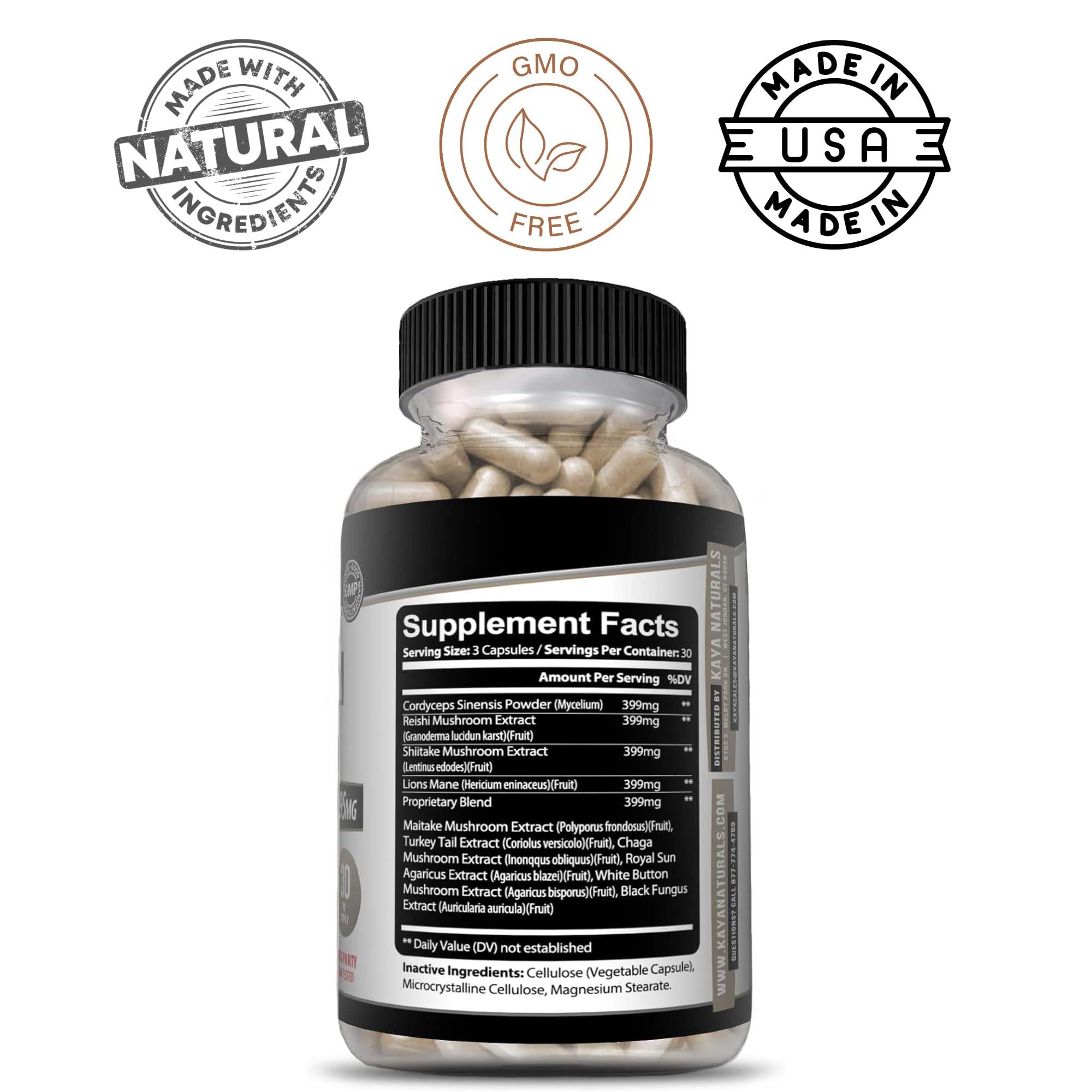 Kaya Naturals Mushroom Complex 181g ingredients list