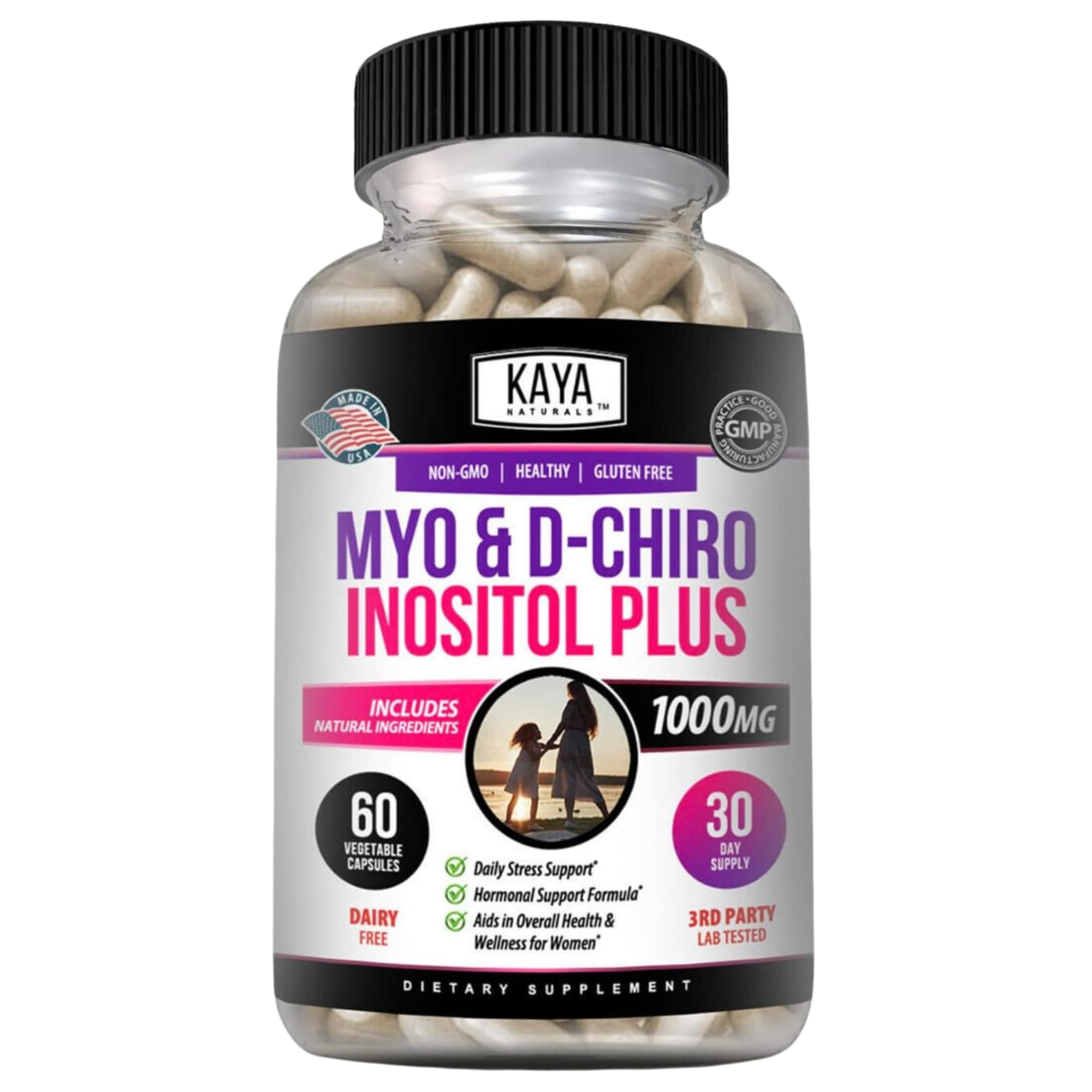Kaya Naturals Myo-Inositol + D-Chiro Inositol Capsules front view