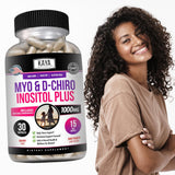 Kaya Naturals Myo-Inositol + D-Chiro Inositol Capsules with a glass of water
