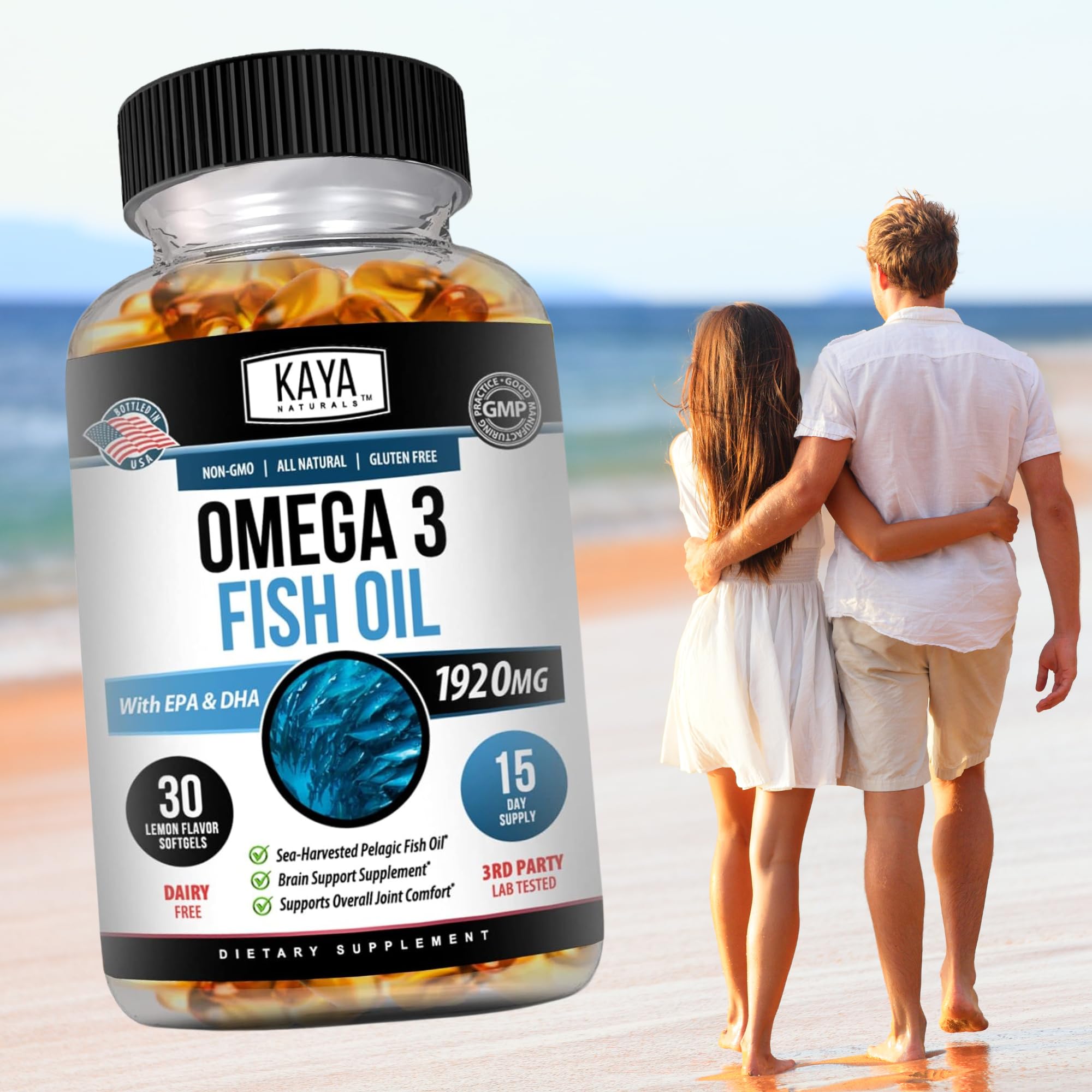 Kaya Naturals Omega 3 Fish Oil Supplement 1920mg lifestyle scene