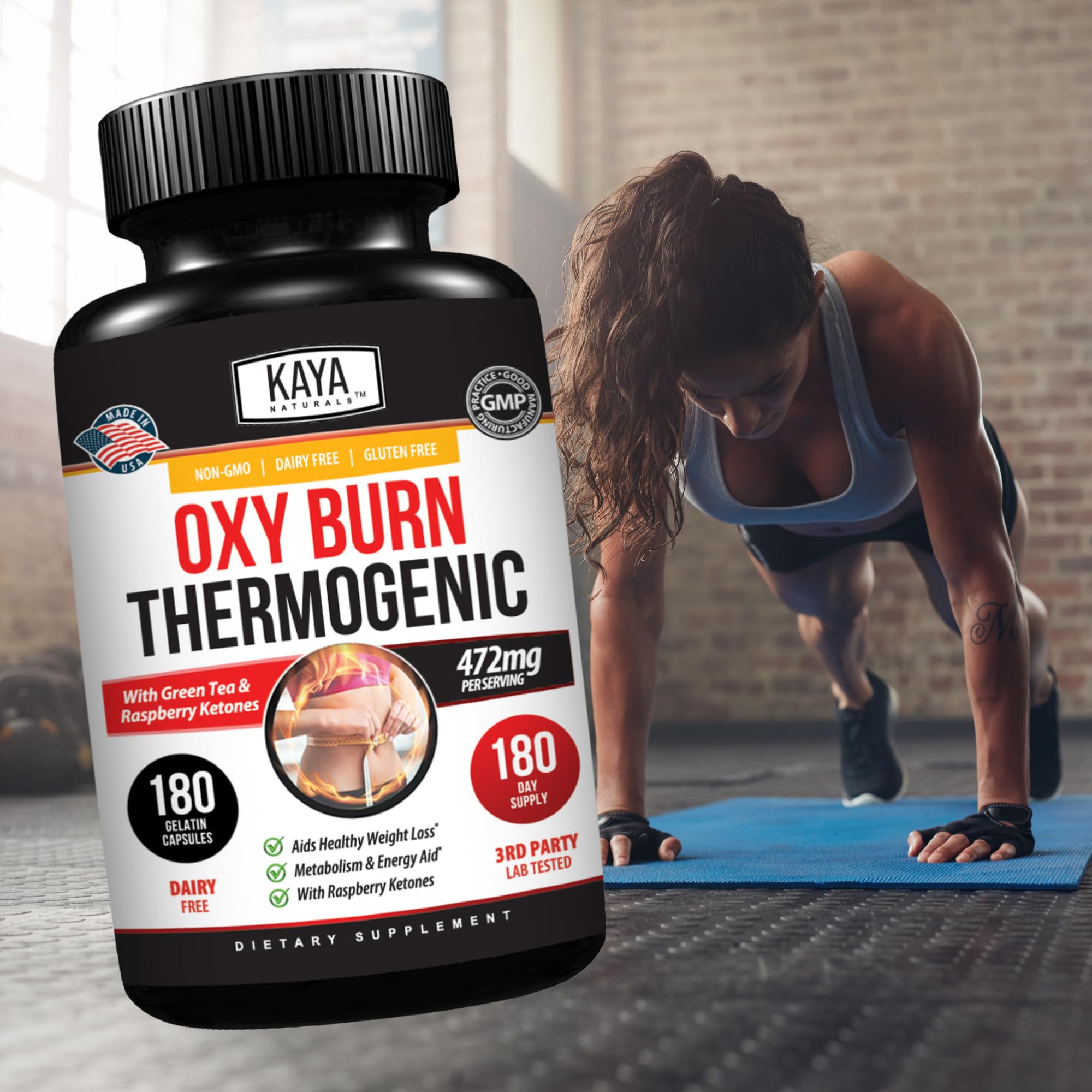 Kaya Naturals Oxy Burn Capsules close-up of label