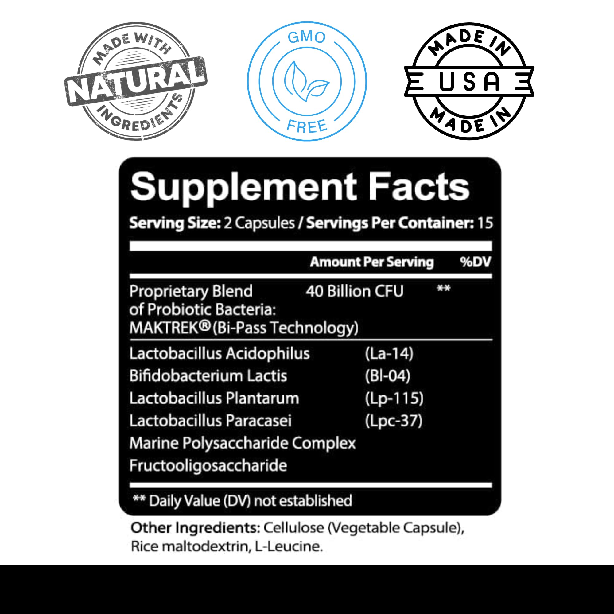 Kaya Naturals Probiotic Supplement 40 Billion CFU capsules side view