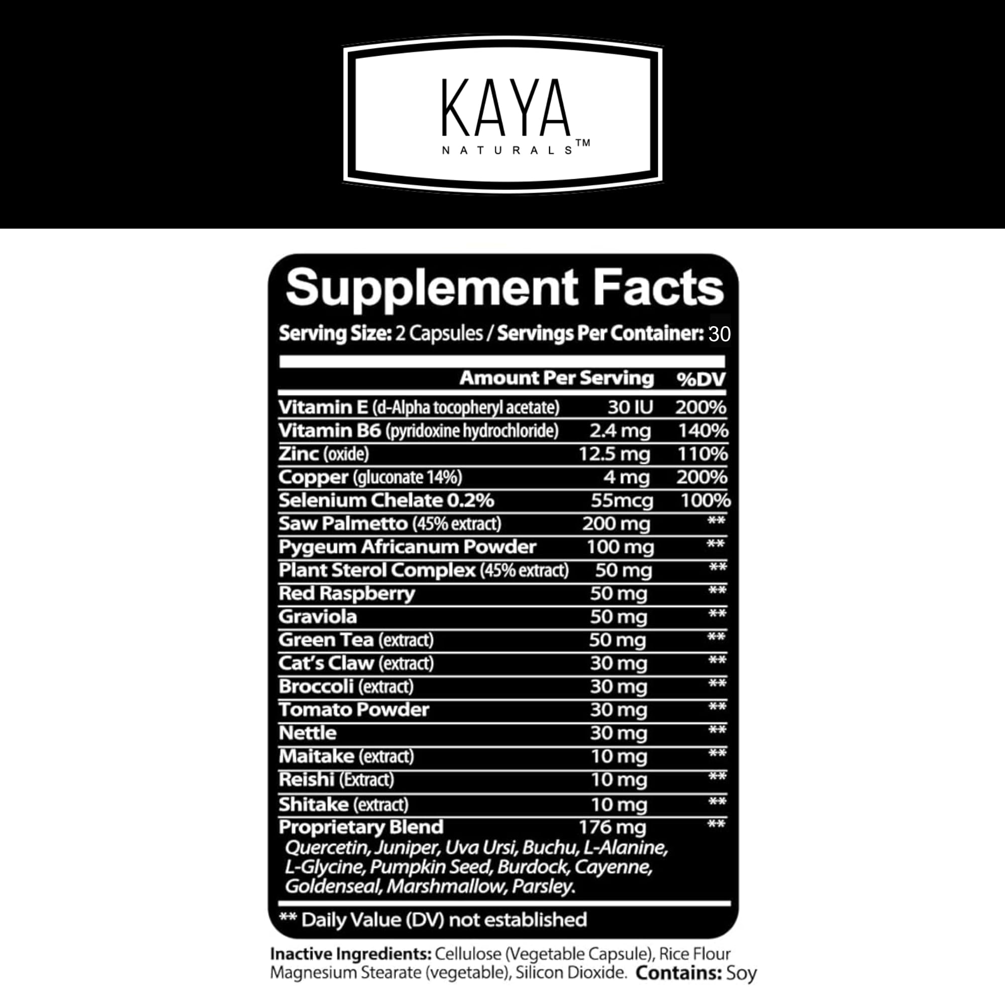 Kaya Naturals Saw Palmetto Capsules side view
