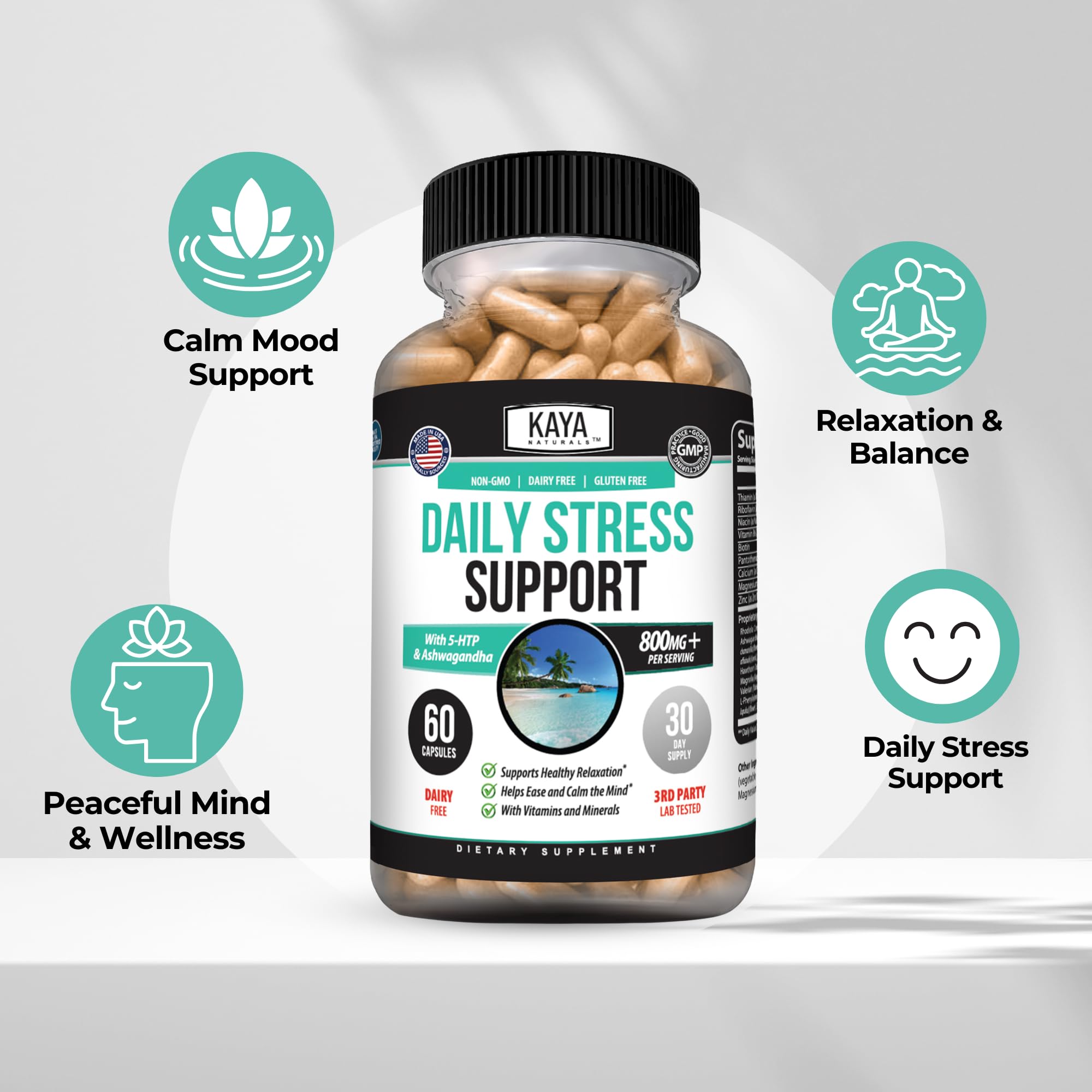 Kaya Naturals Stress Support Supplement ingredients list