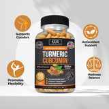 Kaya Naturals Turmeric Platinum capsules on a wooden table