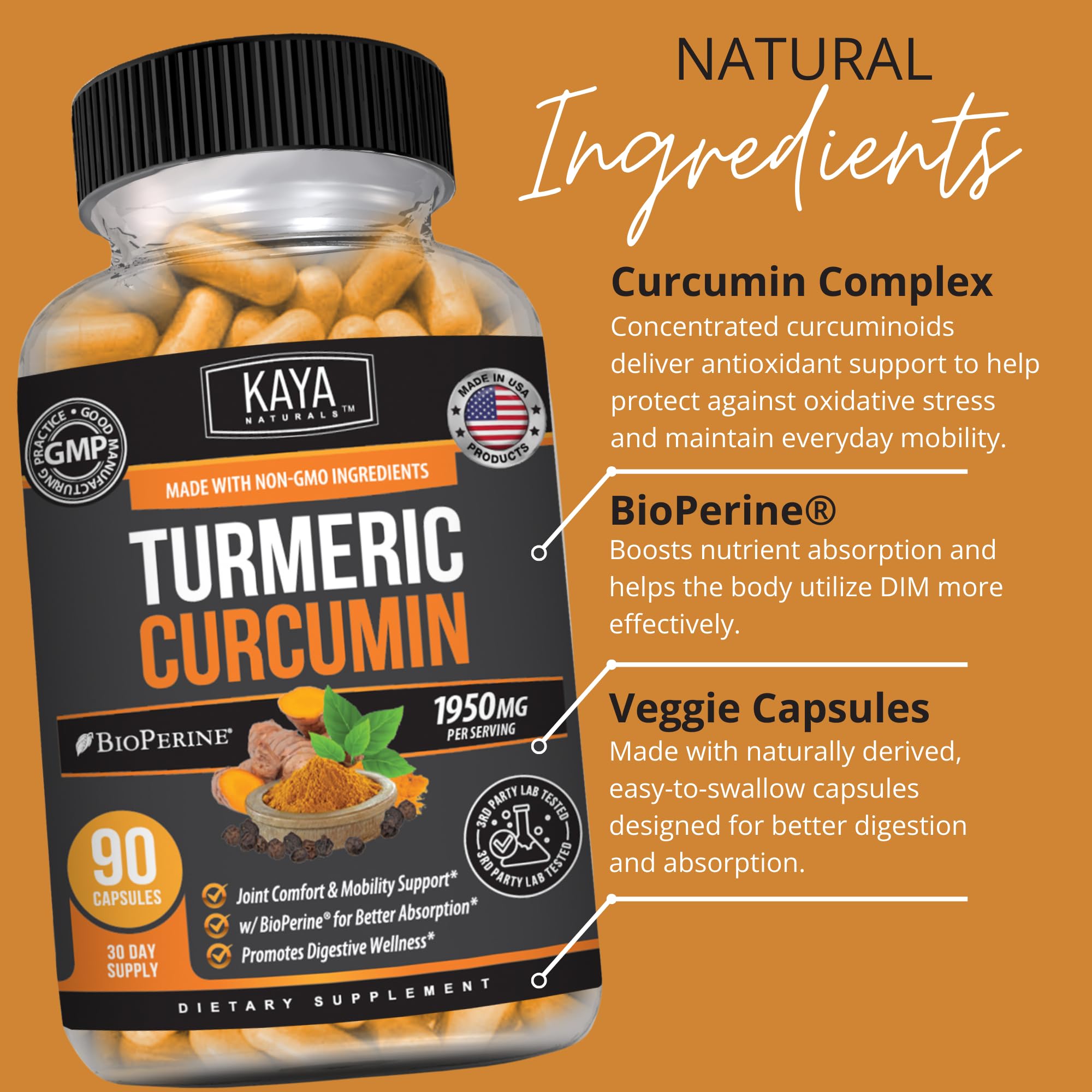 Kaya Naturals Turmeric Platinum with measuring spoon