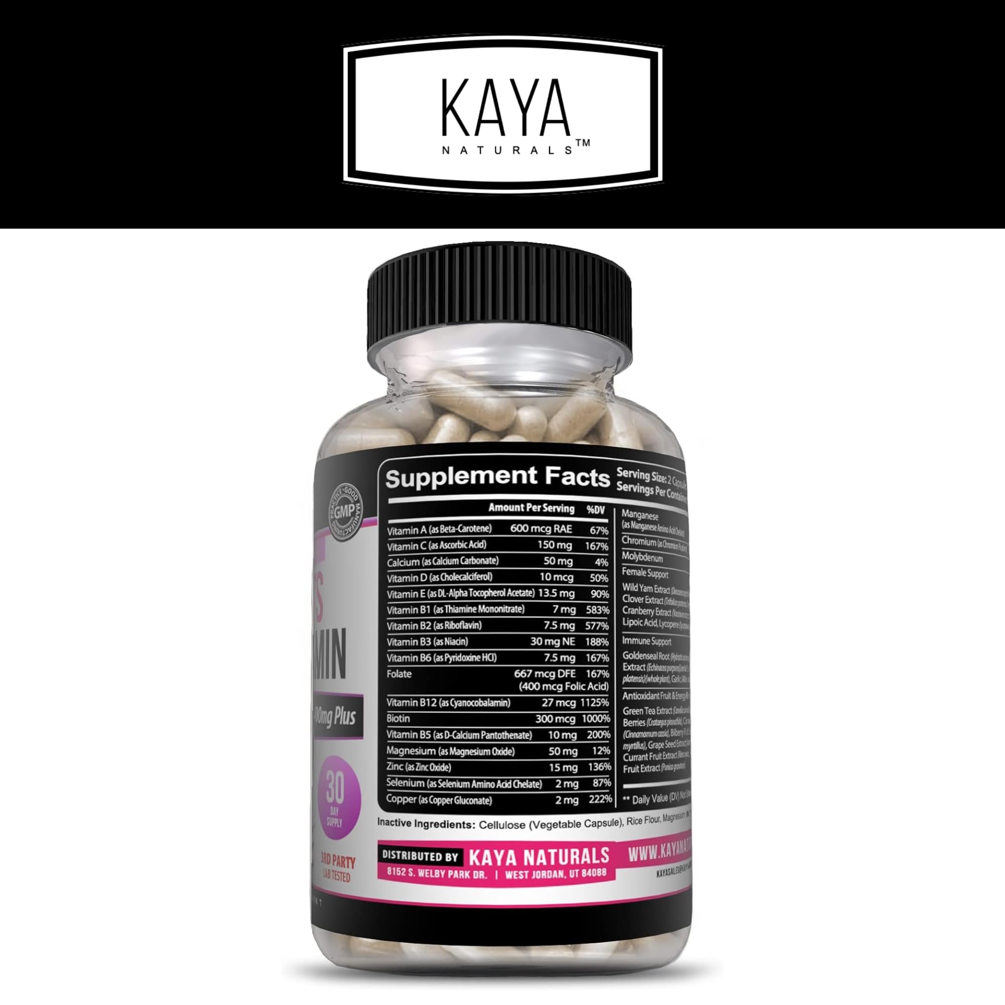 Kaya Naturals Women's Multivitamin 68g capsule close-up