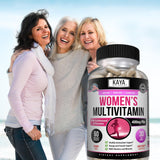 Kaya Naturals Women's Multivitamin displayed with healthy foods