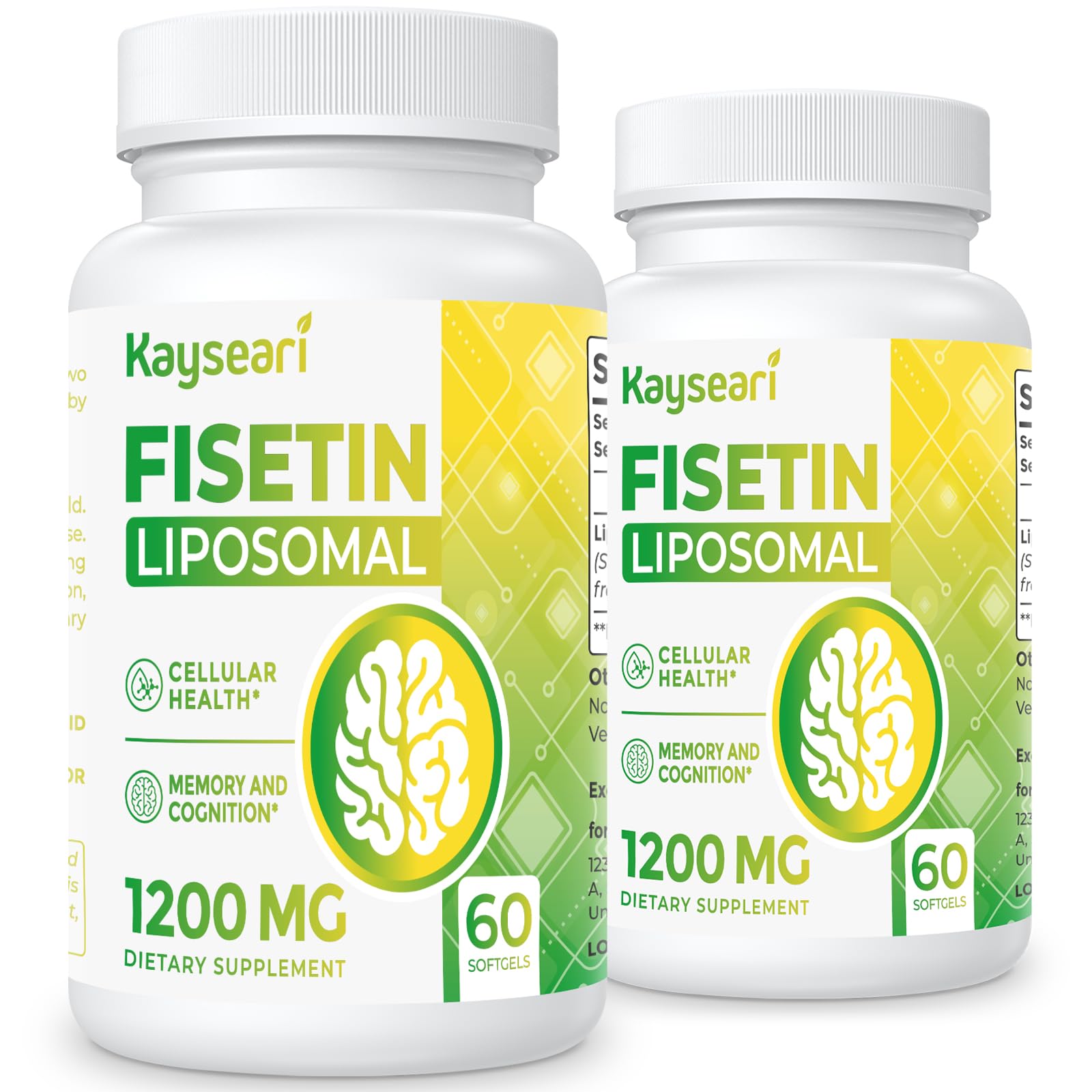 Kayseari Fisetin Supplements 98% Pure 60 Softgels front view