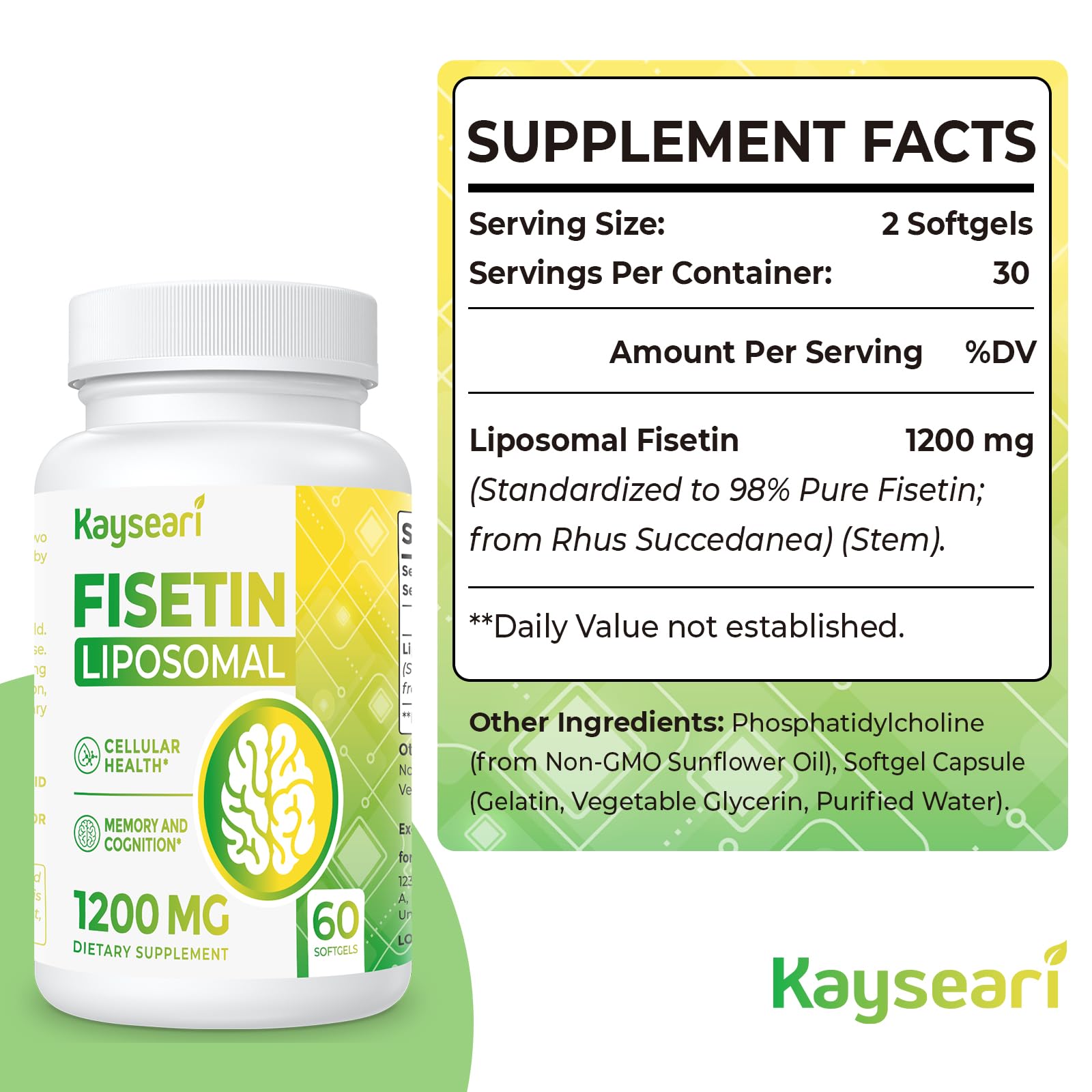 Kayseari Fisetin Supplements softgel capsule close-up