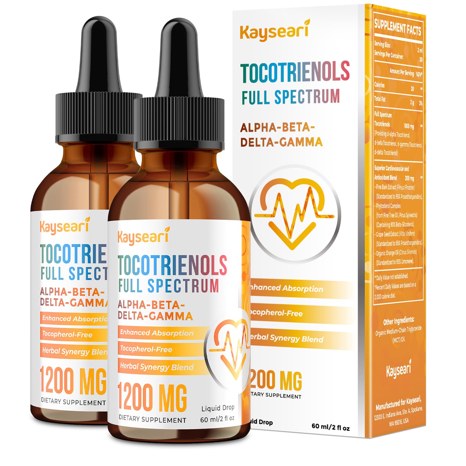 Kayseari Vitamin E Liquid Supplement 1000mg front view