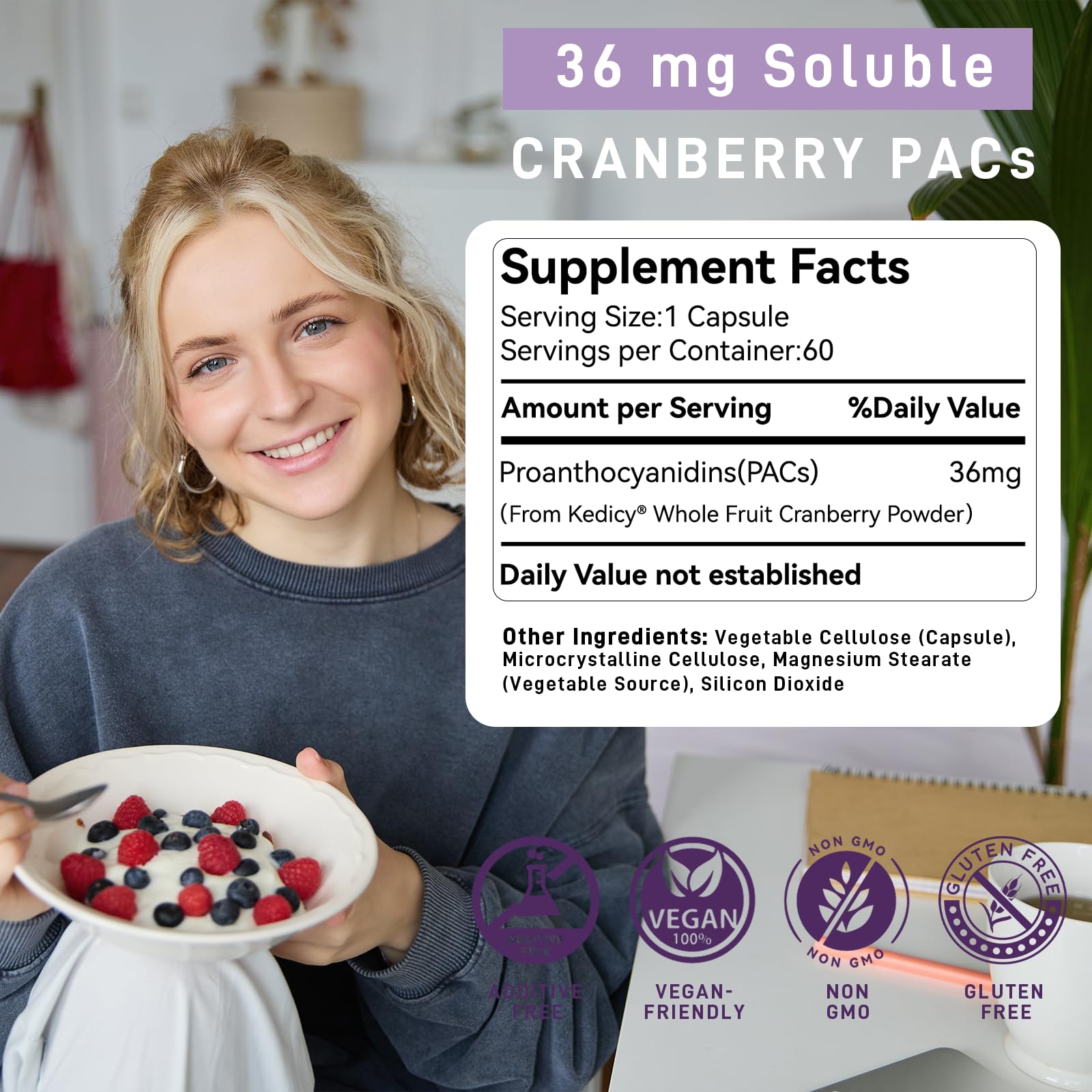 Kedicy Cranberry Pills bottle side view